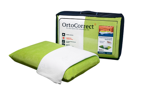 Подушка OrtoCorrect Comfort с двумя наволочками с эффектом памяти (60*40*10)